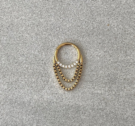 Gold Chain Septum Piercing (16G | 8mm or 10mm | Surgical Steel | Silver or Gold)