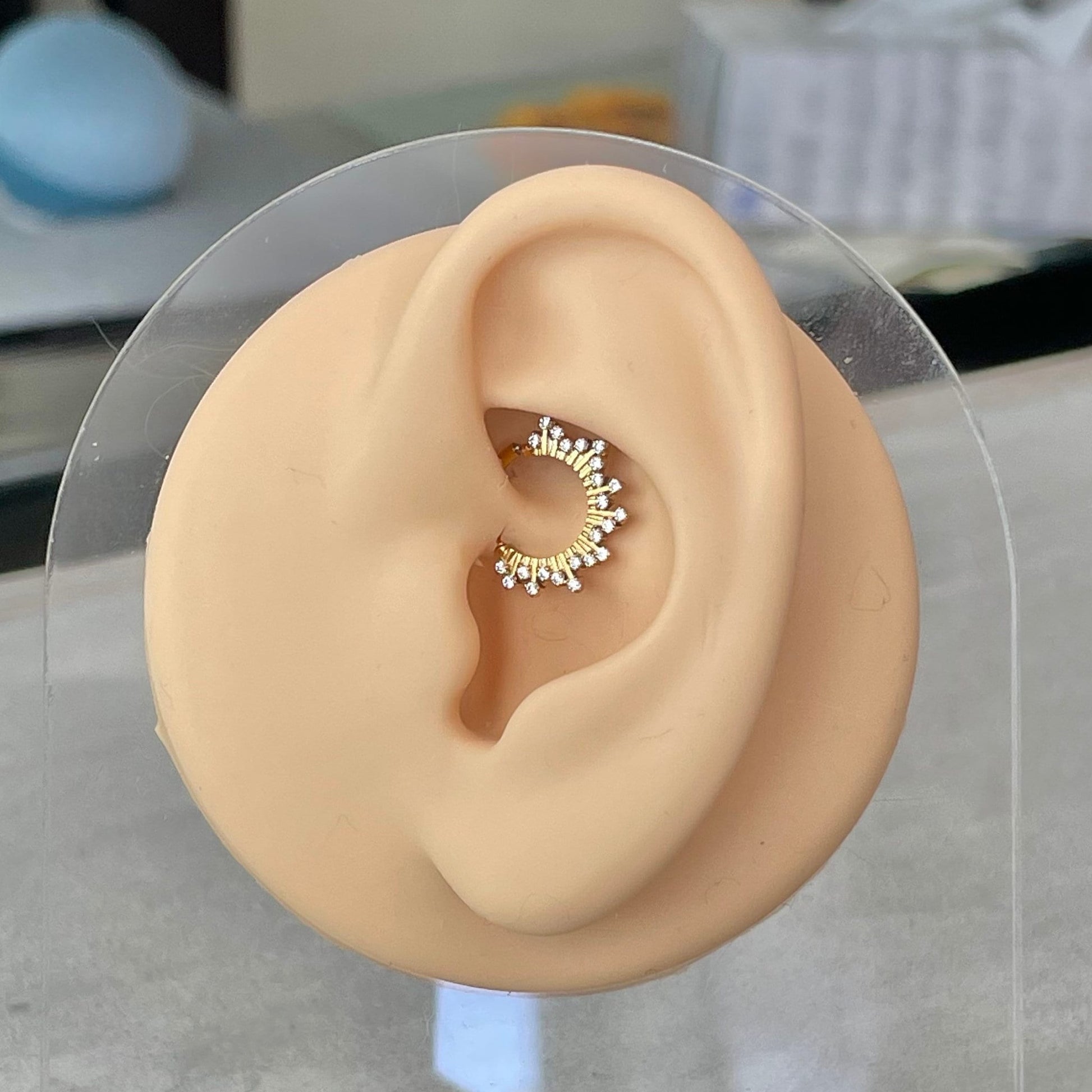 Gold Sunburst Daith Earring (16G | 8mm or 10mm | Surgical Steel | Gold or Silver)