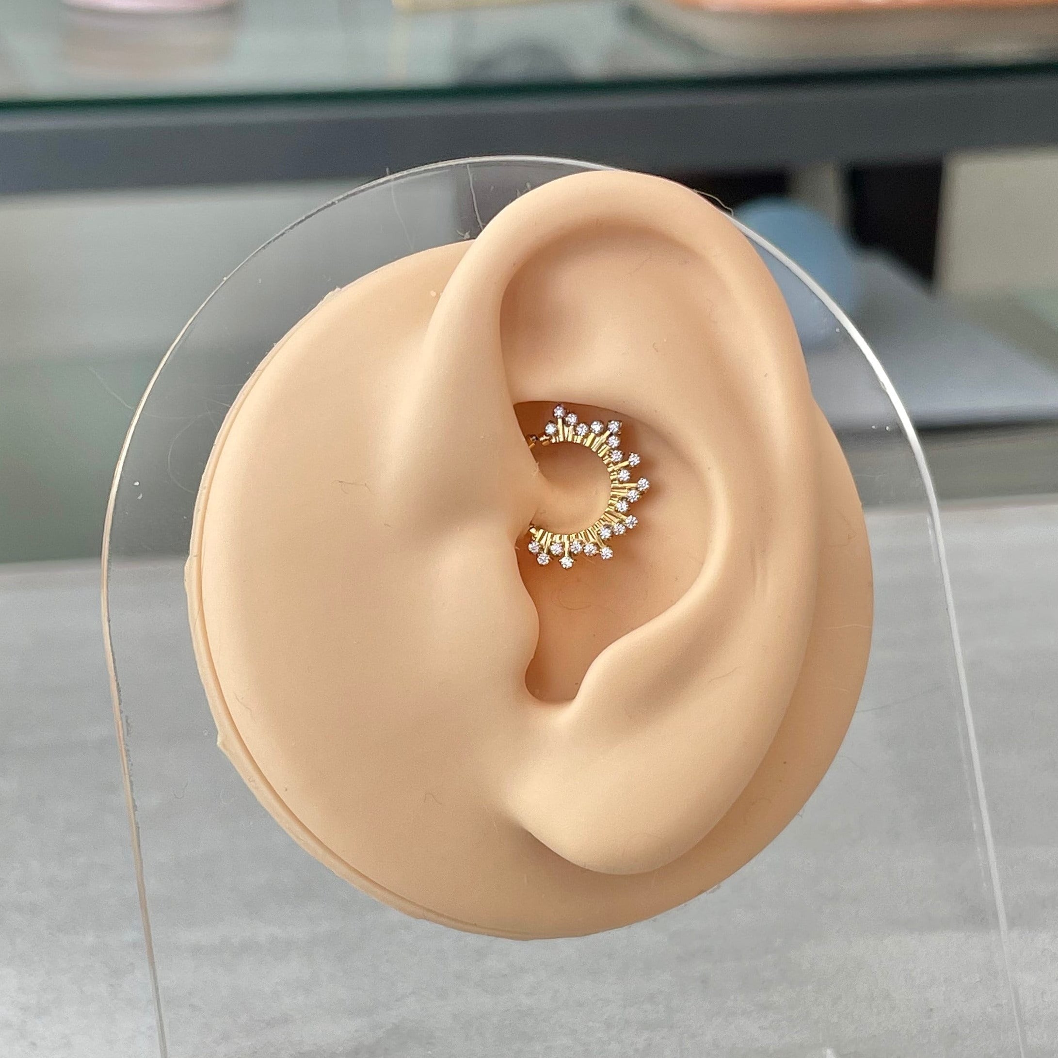 Gold Sunburst Daith Earring (16G | 8mm or 10mm | Surgical Steel | Gold or Silver)