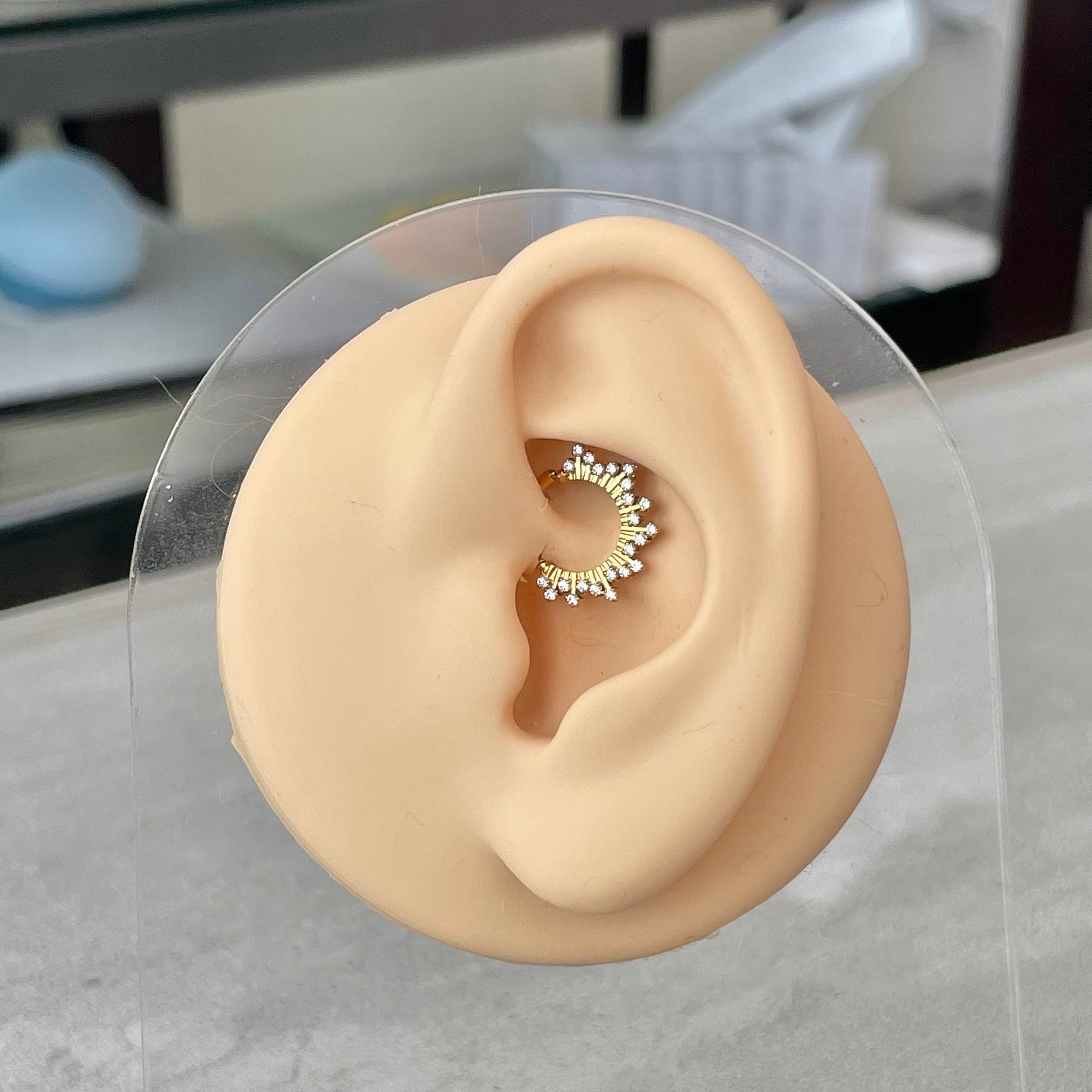 Gold Sunburst Daith Earring (16G | 8mm or 10mm | Surgical Steel | Gold or Silver)
