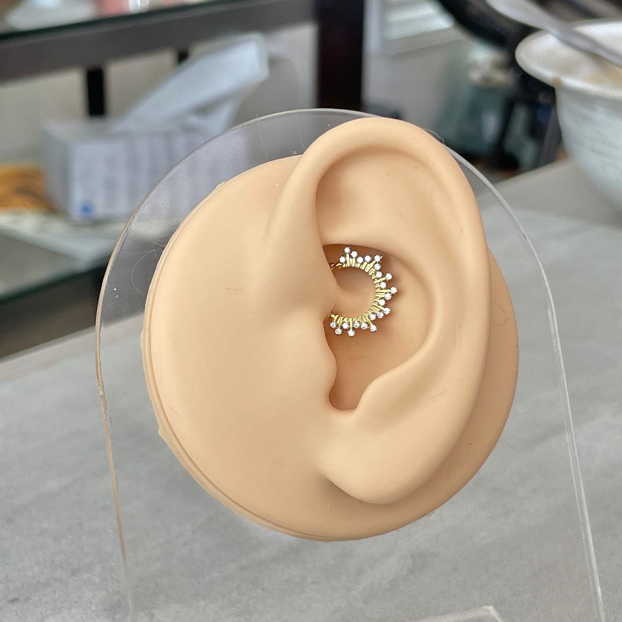 Gold Sunburst Daith Earring (16G | 8mm or 10mm | Surgical Steel | Gold or Silver)
