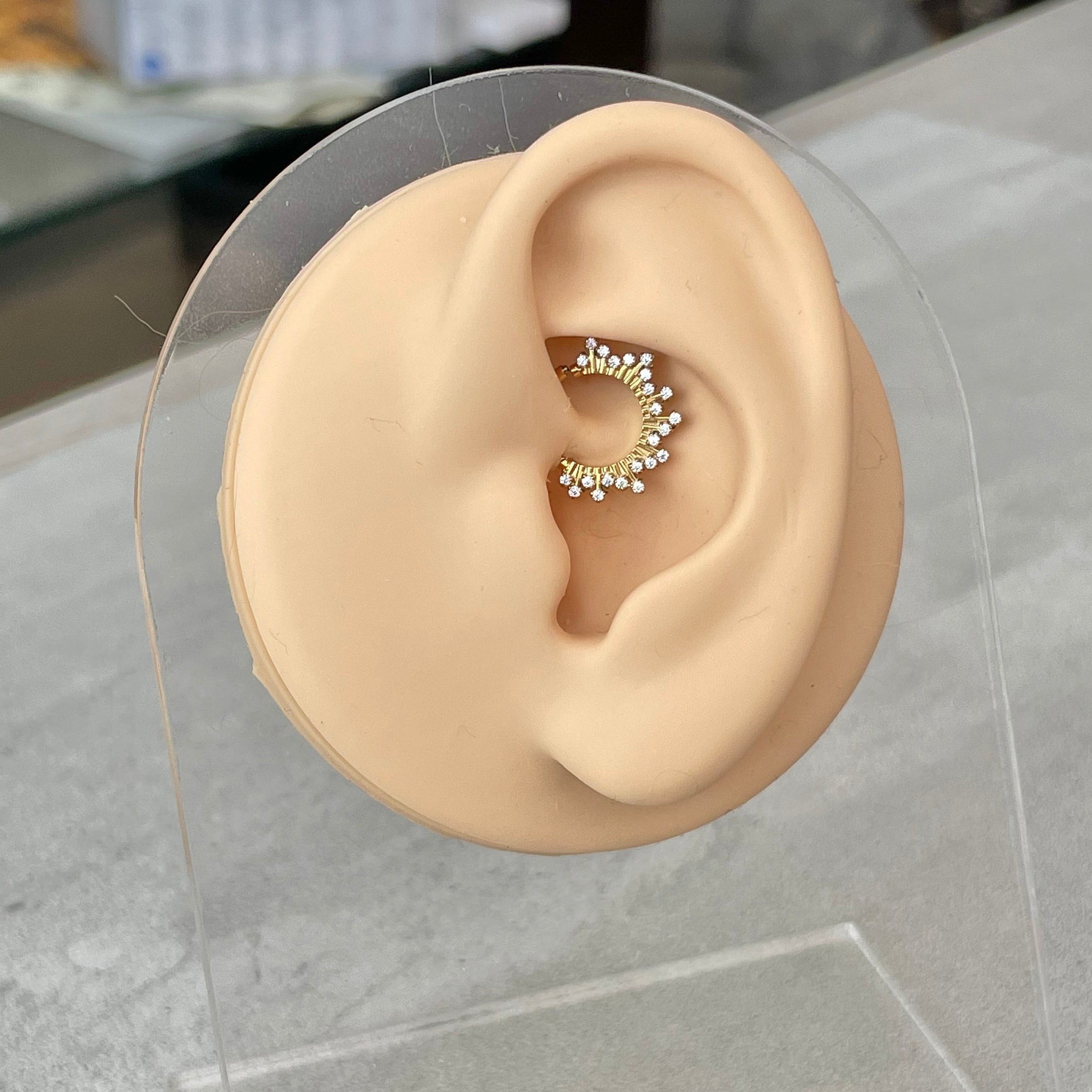 Gold Sunburst Daith Earring (16G | 8mm or 10mm | Surgical Steel | Gold or Silver)