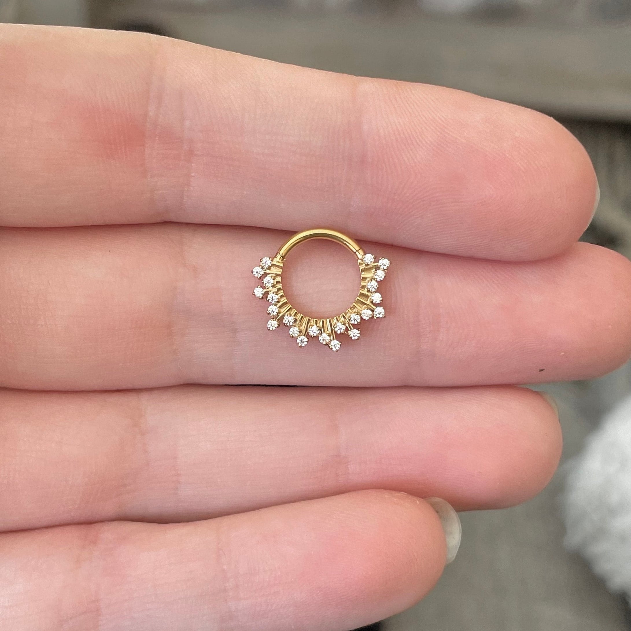 Gold Sunburst Daith Earring (16G | 8mm or 10mm | Surgical Steel | Gold or Silver)