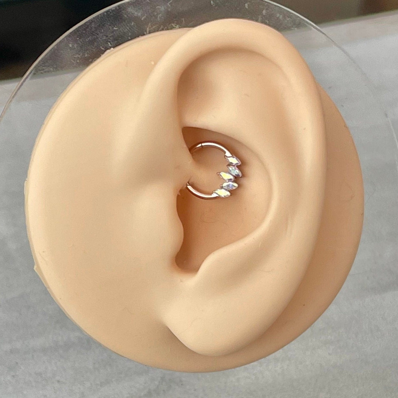 Rose Gold Color-Shifting Aurora Daith Earring (16G | 8mm or 10mm | Surgical Steel | Rose Gold)