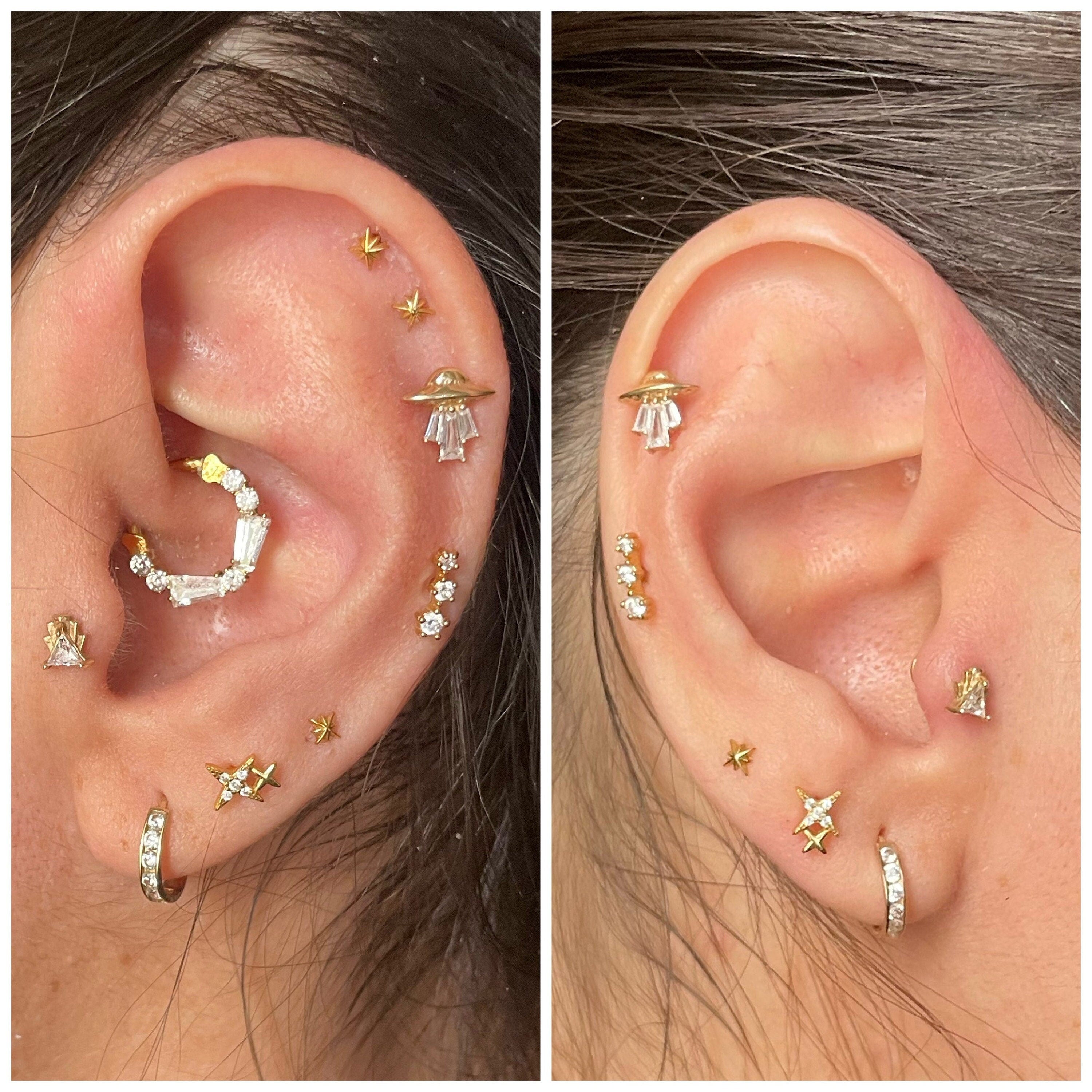 Cute Gold Daith Earring (16G | 8mm or 10mm | Titanium | Gold or Silver)
