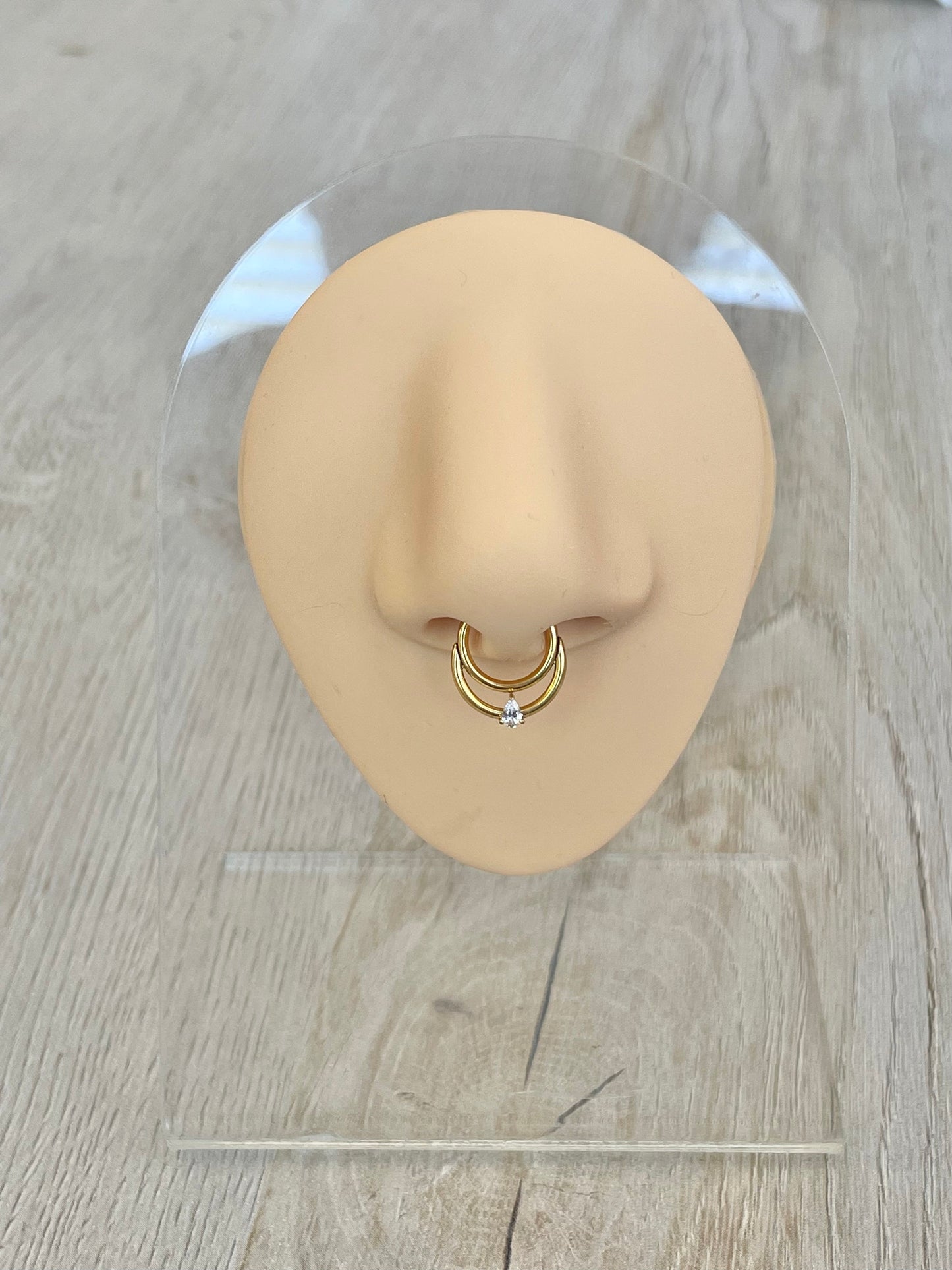 Gold Double Hoop Titanium Septum Ring (16G | 8mm or 10mm | Titanium | Gold or Silver)