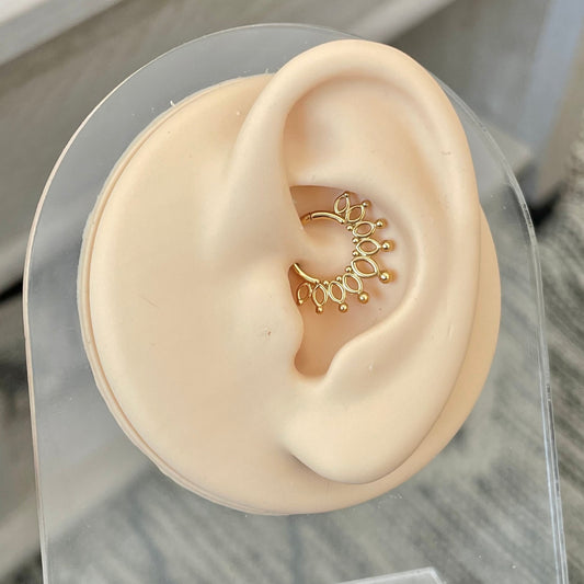 Gold Sunburst Daith Earring (16G | 8mm | Surgical Steel | Gold, Rose Gold, or Black)