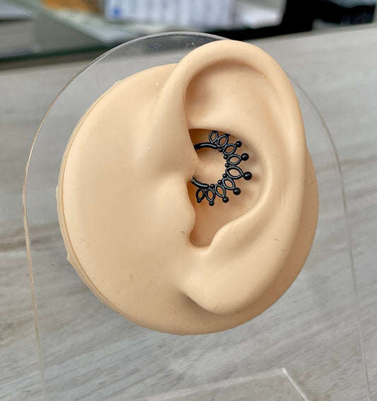 Black Daith Earring (16G | 8mm | Surgical Steel | Black, Rose Gold, and Gold)