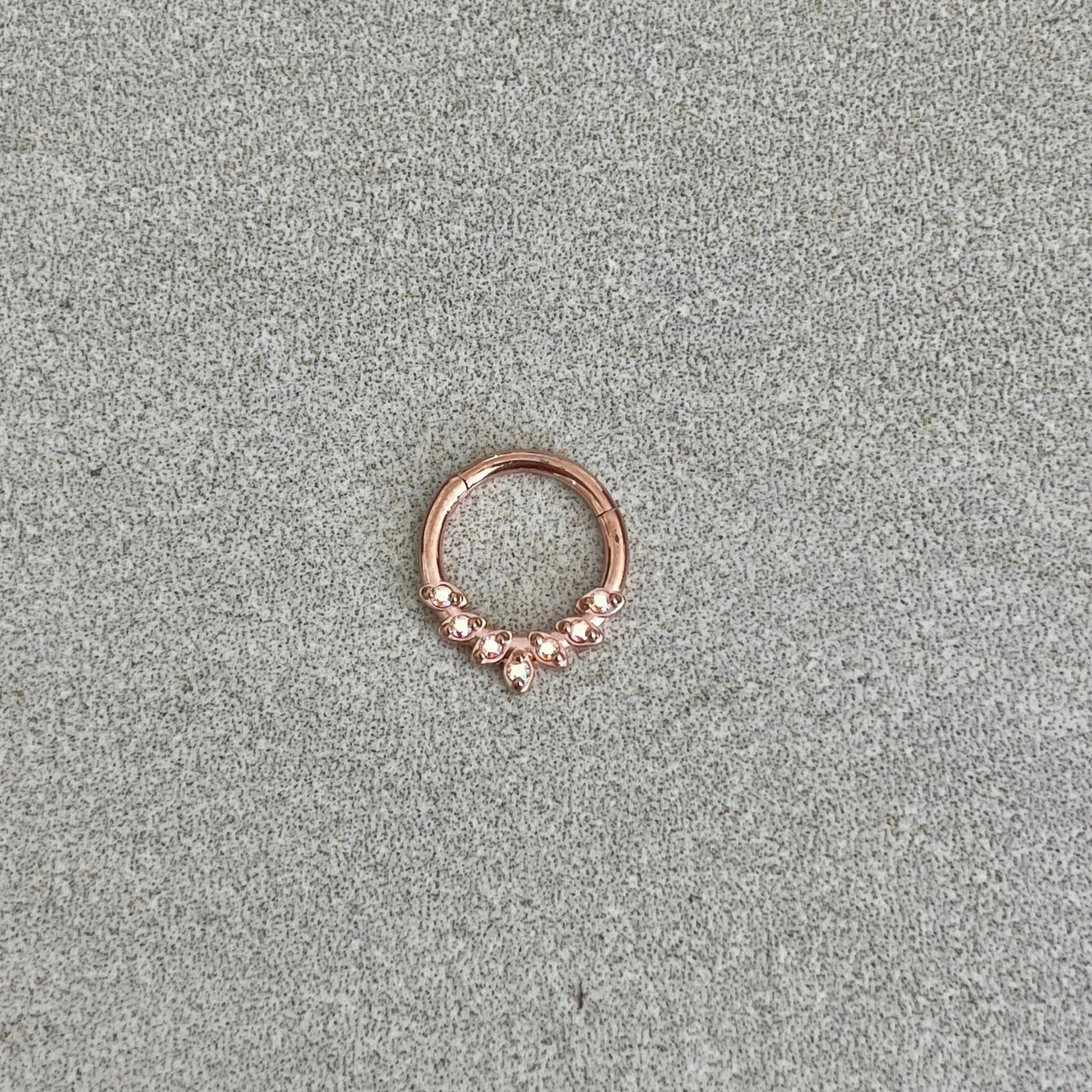 Cute Rose Gold Daith Earring (16G, 8mm or 10mm, Surgical Steel)