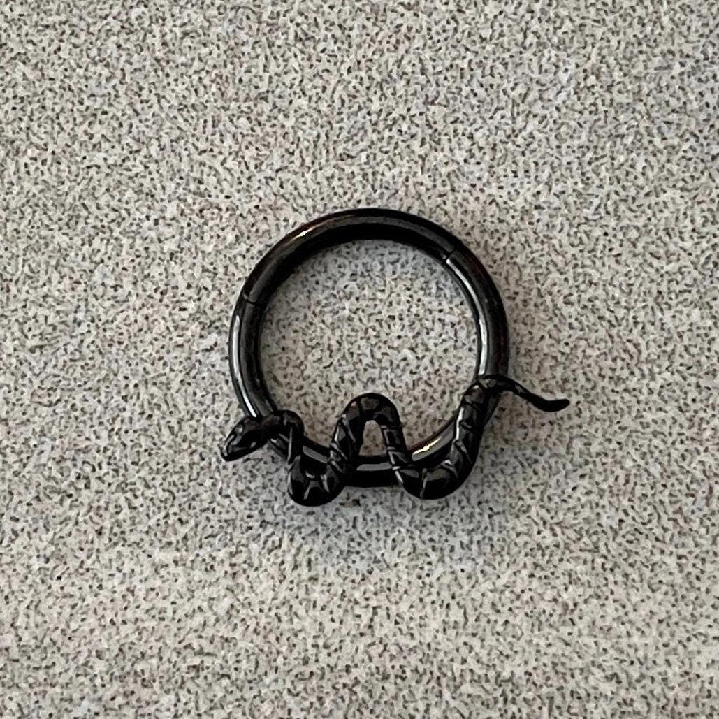 Black Snake Septum Jewelry (16G, 8mm or 10mm, Implant-Grade Titanium)