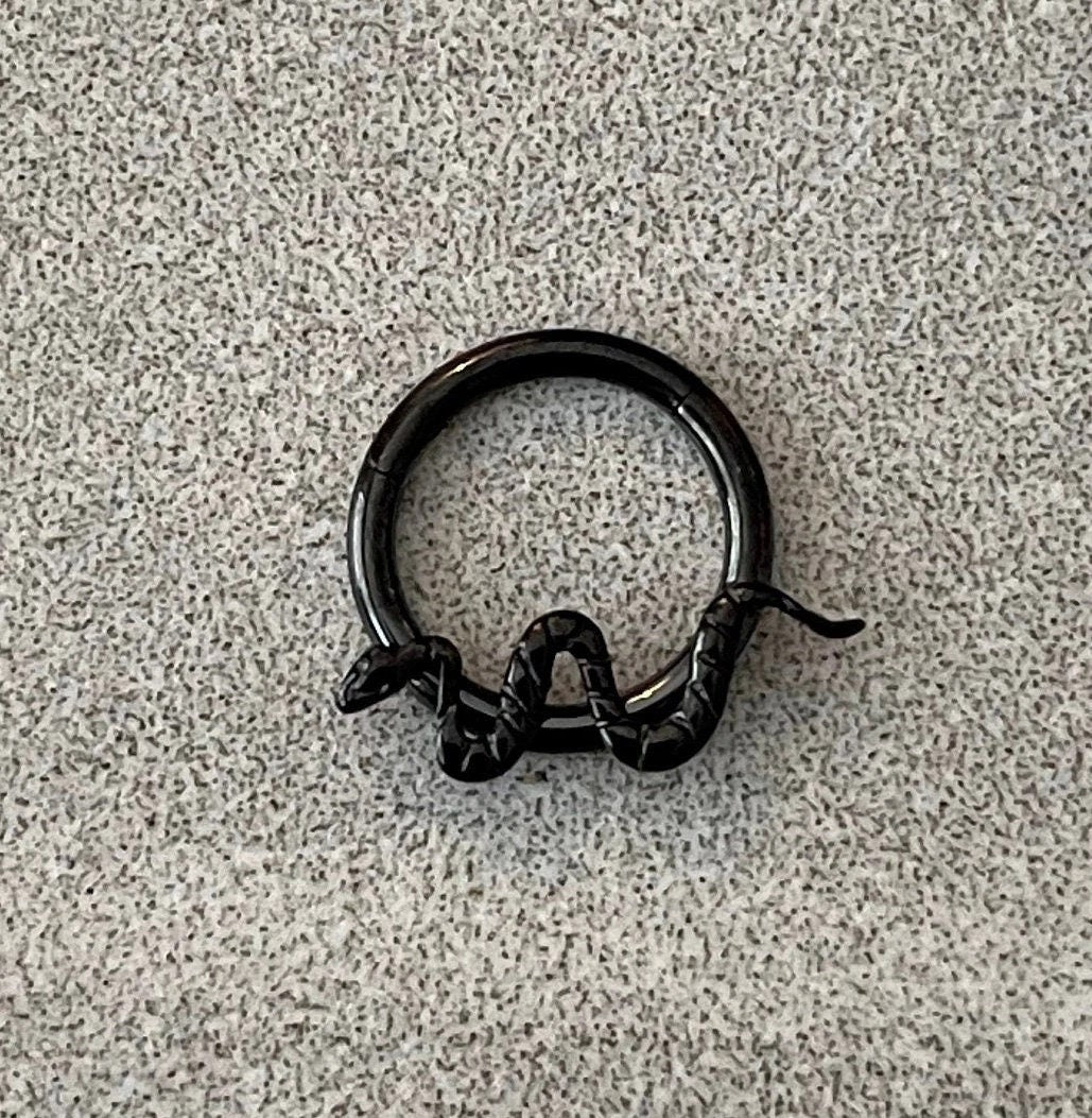 Black Snake Septum Jewelry (16G, 8mm or 10mm, Implant-Grade Titanium)