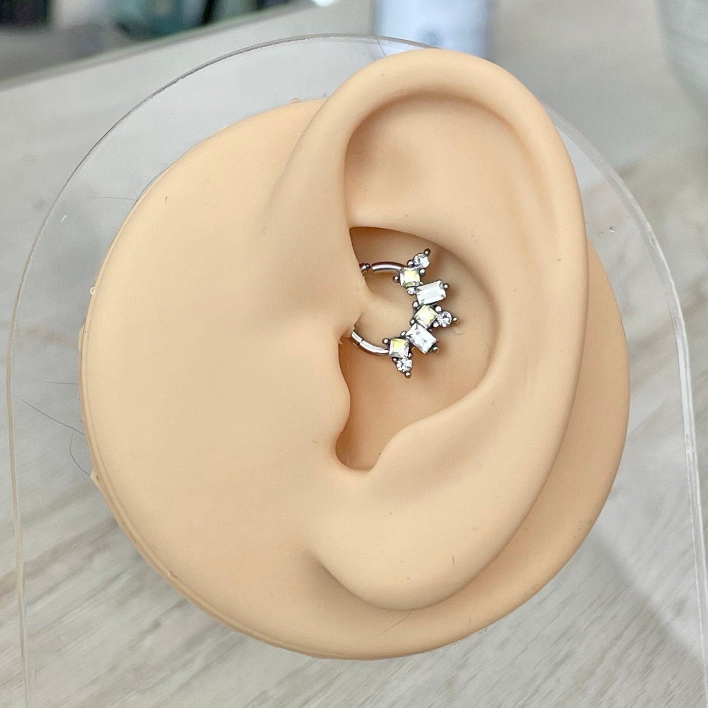 Unique Silver Daith Earring (16G | 8mm | Surgical Steel | Silver, Gold, or Rose Gold)