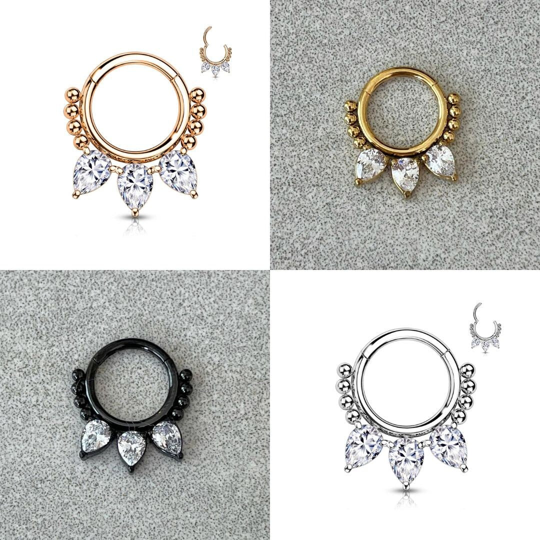 Gothic Gold Septum Piercing (16G | 8mm | Surgical Steel | Gold, Rose Gold, Black, or Silver)