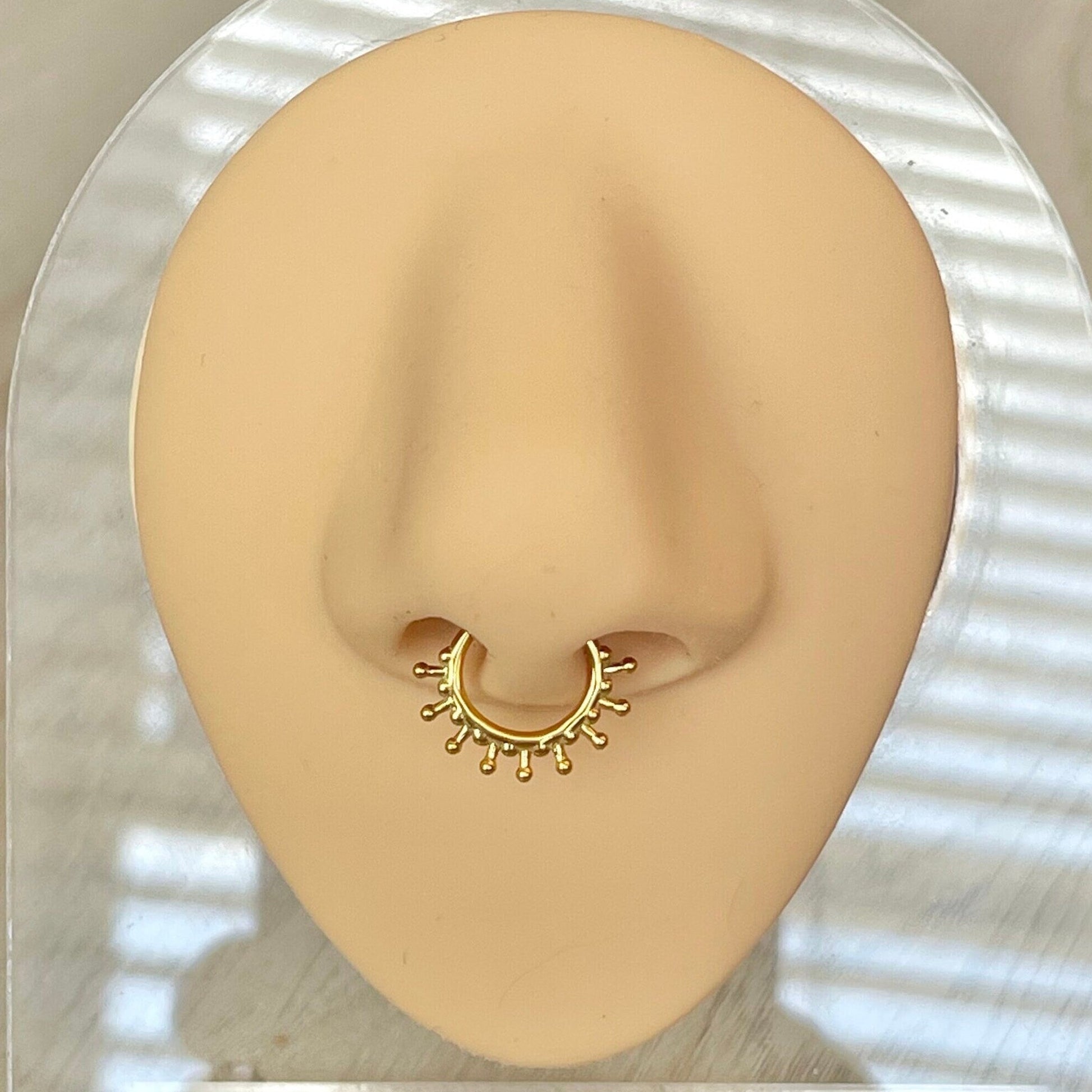 Gold Sunburst Septum Ring (16G | 8mm or 10mm | Surgical Steel | Gold, Silver, or Black)