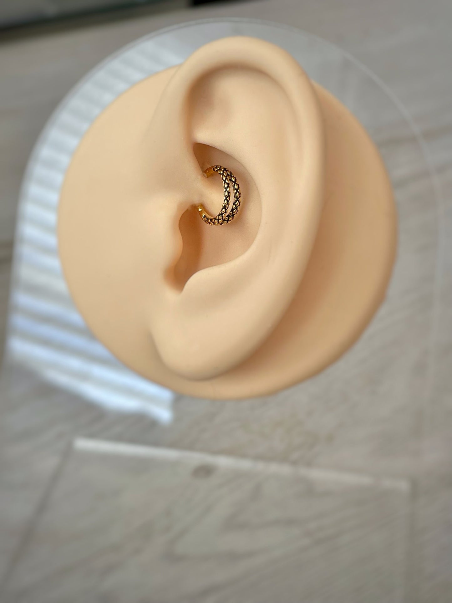 Snakeskin Double Hoop Septum Piercing (16G | 8mm or 10mm | Surgical Steel | Gold or Silver)