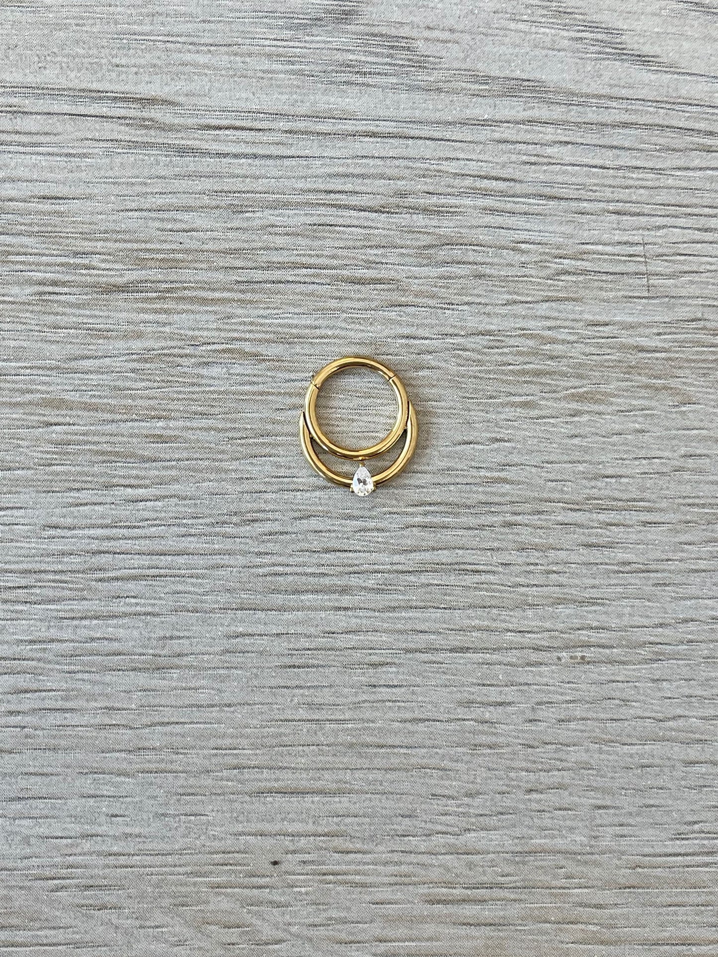Double Hoop Titanium Septum Ring (16G | 8mm or 10mm | Silver or Gold)