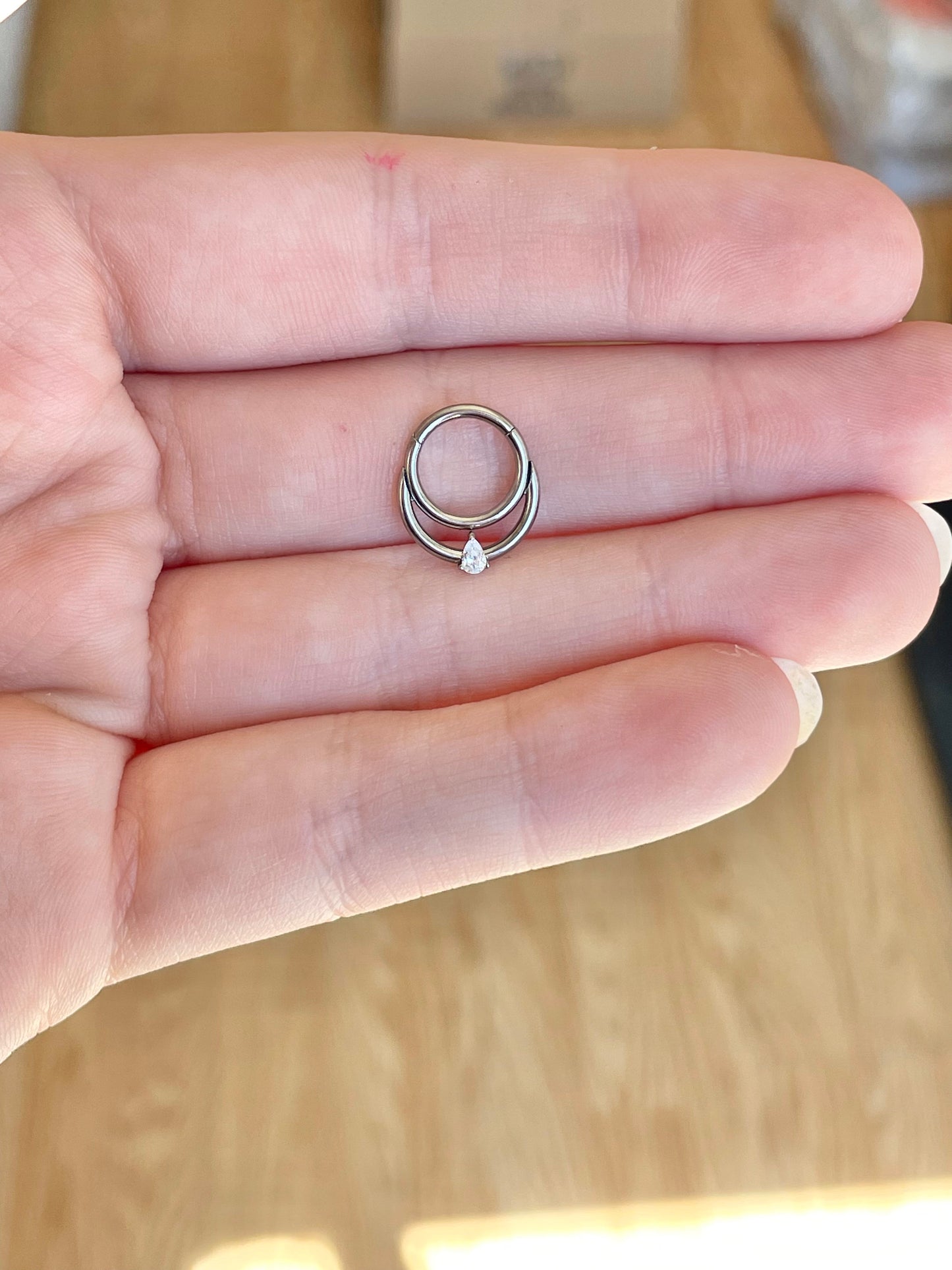 Double Hoop Titanium Septum Ring (16G | 8mm or 10mm | Silver or Gold)