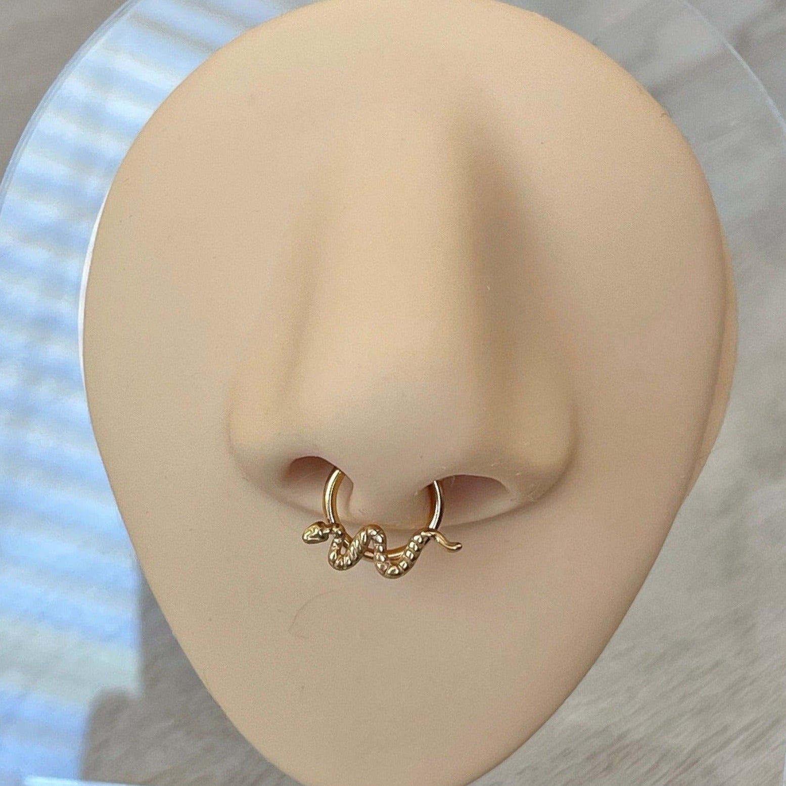 Gold Snake Septum Jewelry (16G, 8mm or 10mm, Implant-Grade Titanium)