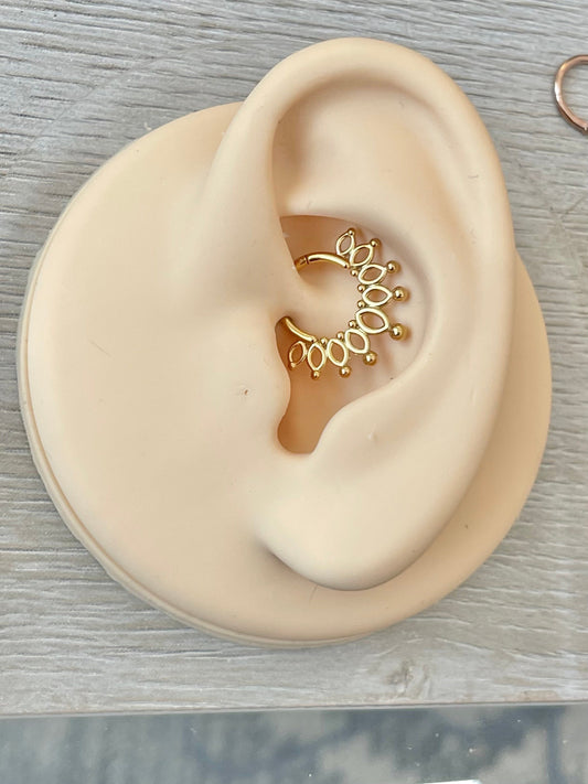 Gold Sunburst Daith Earring (16G | 8mm | Surgical Steel | Gold, Rose Gold, or Black)