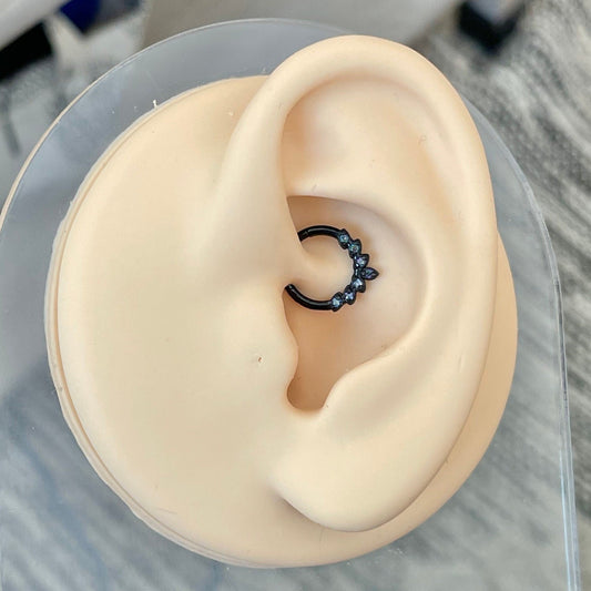 Black Daith Earring (16G | 8mm or 10mm | Surgical Steel | Black, Rose Gold, Gold, or Silver)