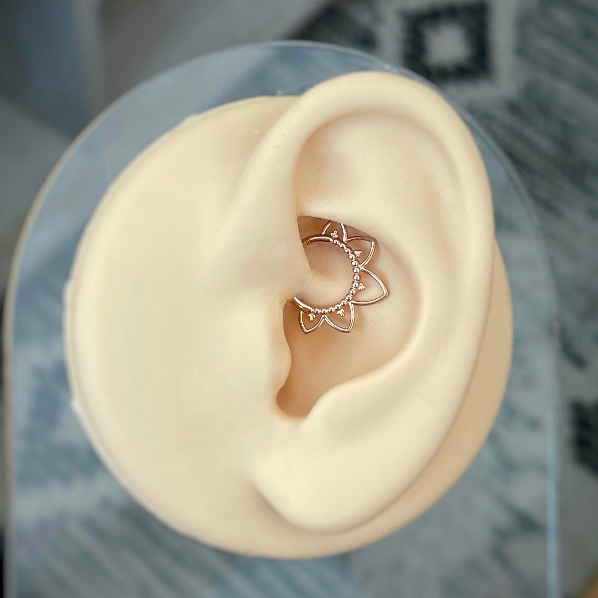 Rose Gold Daith Earring (16G | 8mm | Surgical Steel | Rose Gold, Gold, Black, or Silver)