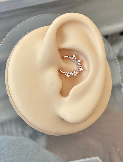Bendable Rose Gold Daith Earring (16G | 8mm | Surgical Steel | Rose Gold, Silver, or Gold)