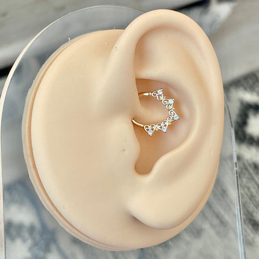 Bendable Gold Daith Earring (16G | 8mm | Surgical Steel | Silver, Rose Gold, or Gold)