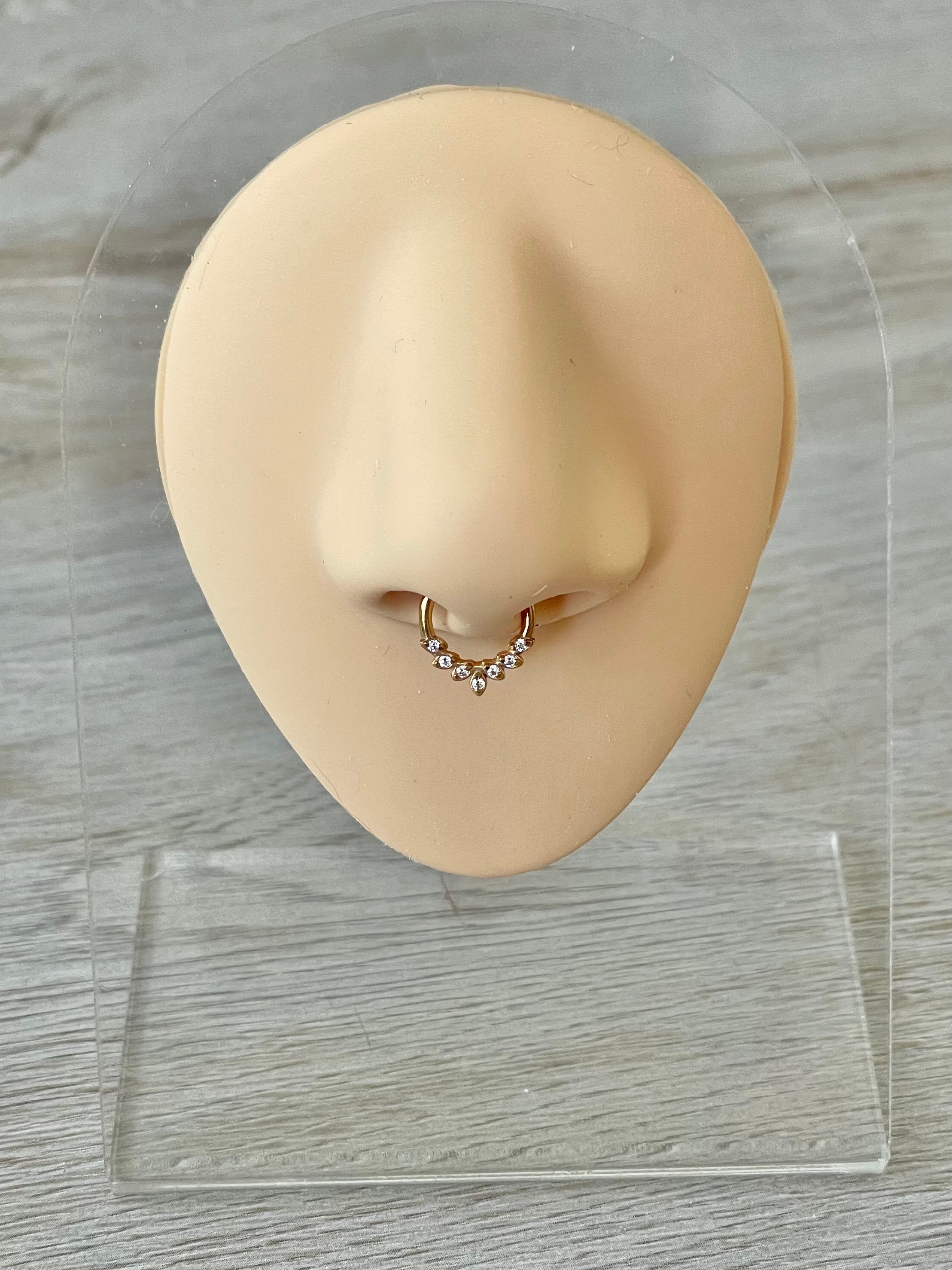 Dainty Gold Septum Piercing (16G, 8mm, Surgical Steel)