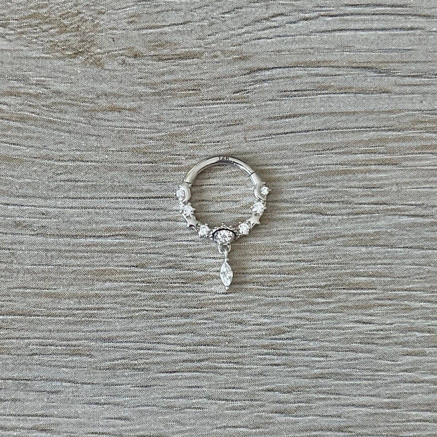 White Gold Dangly Septum Piercing (16G | 8mm or 10mm | 14k Solid Gold | Yellow or White Gold)