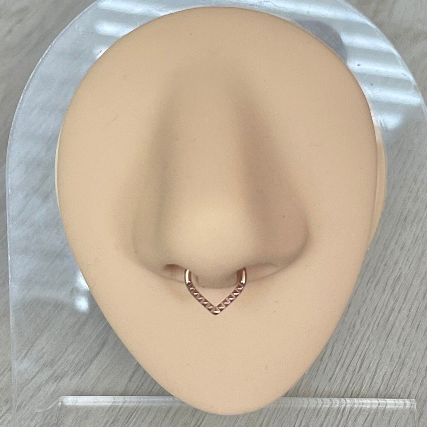 Titanium Rose Gold V Septum Piercing (16G | 8mm | Titanium | Rose Gold, Gold or Silver)