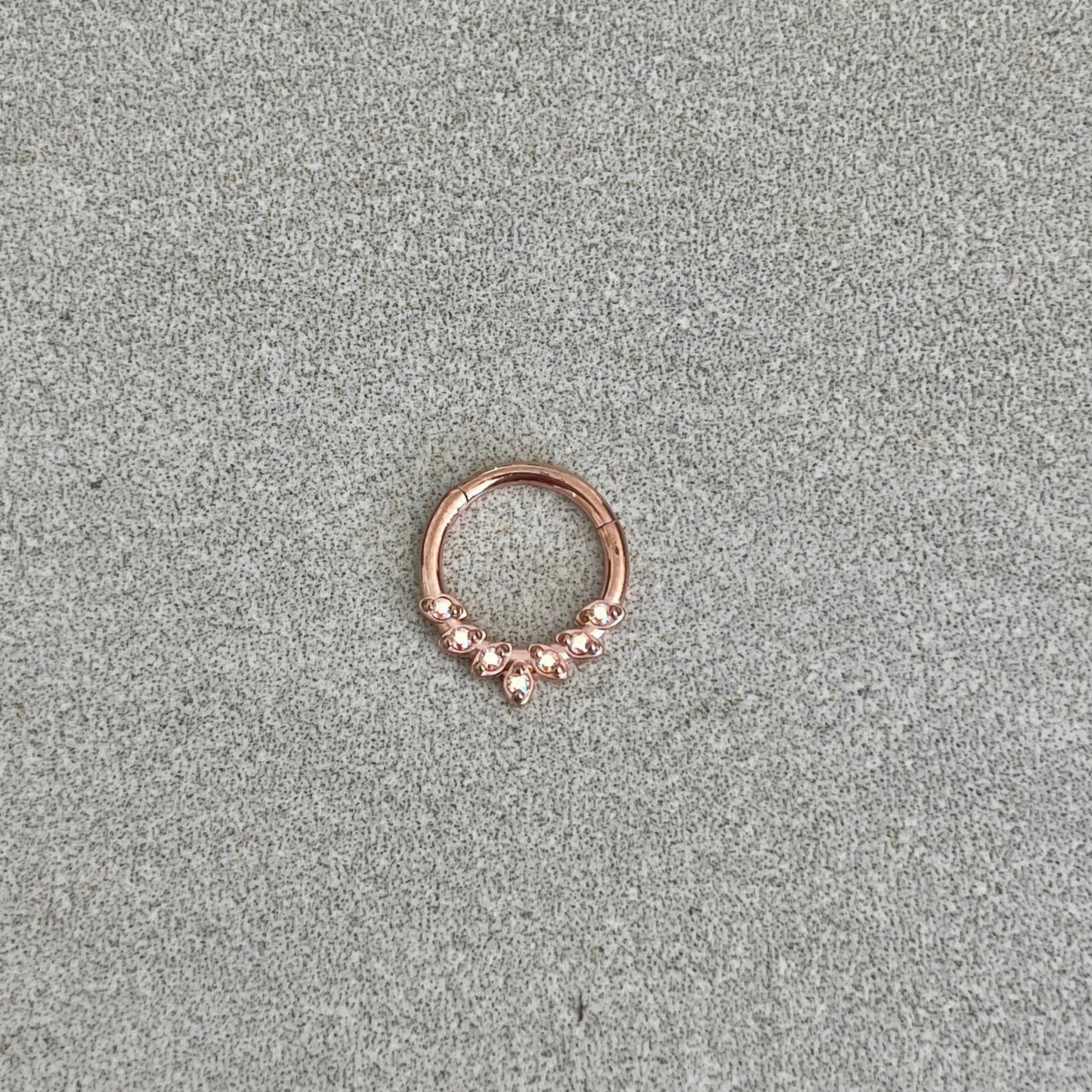 Dainty Rose Gold Septum Piercing (16G, 8mm, Surgical Steel)