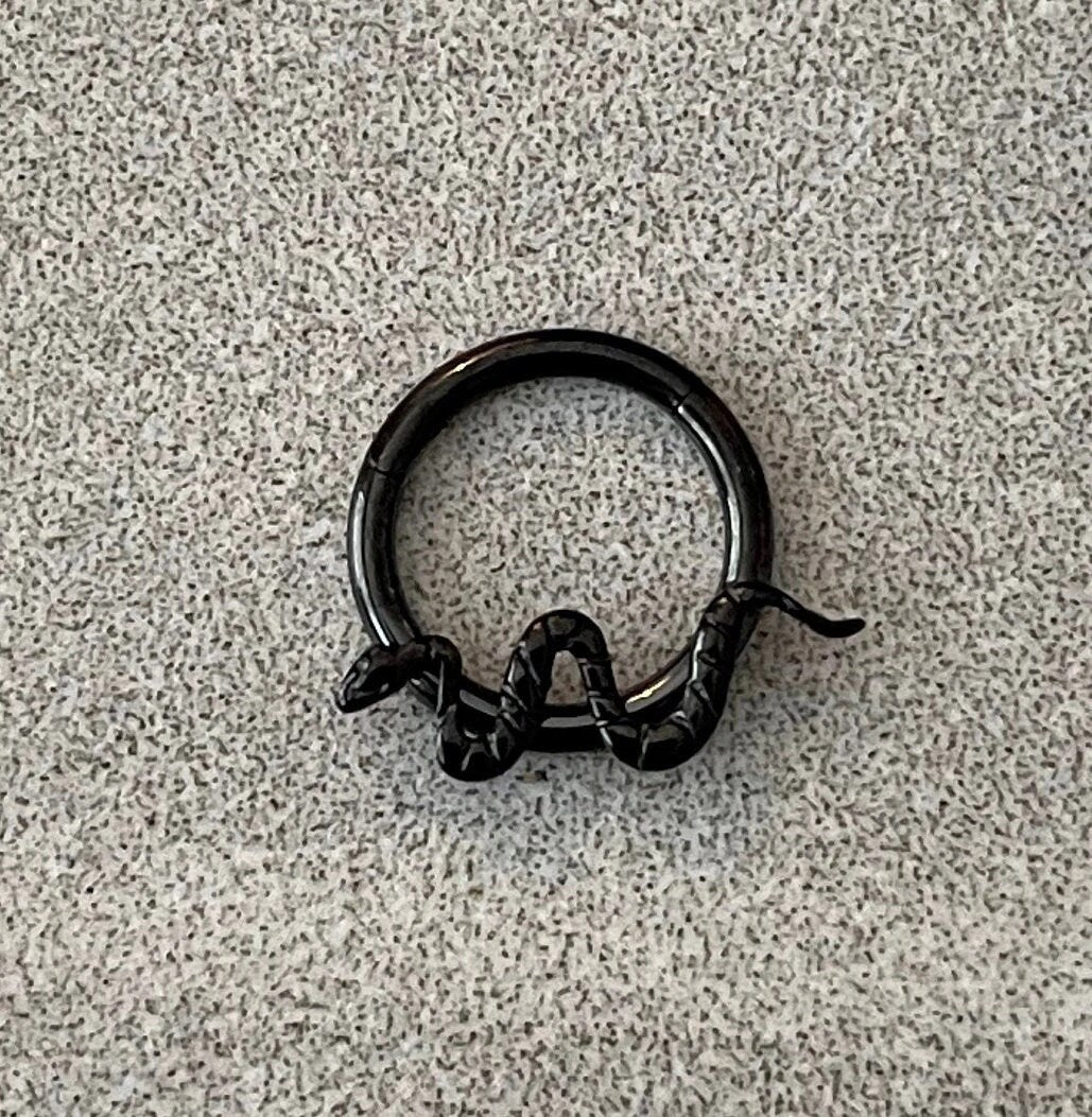 Snake Titanium Daith Earring (16G, 8mm or 10mm, Implant-Grade Titanium)