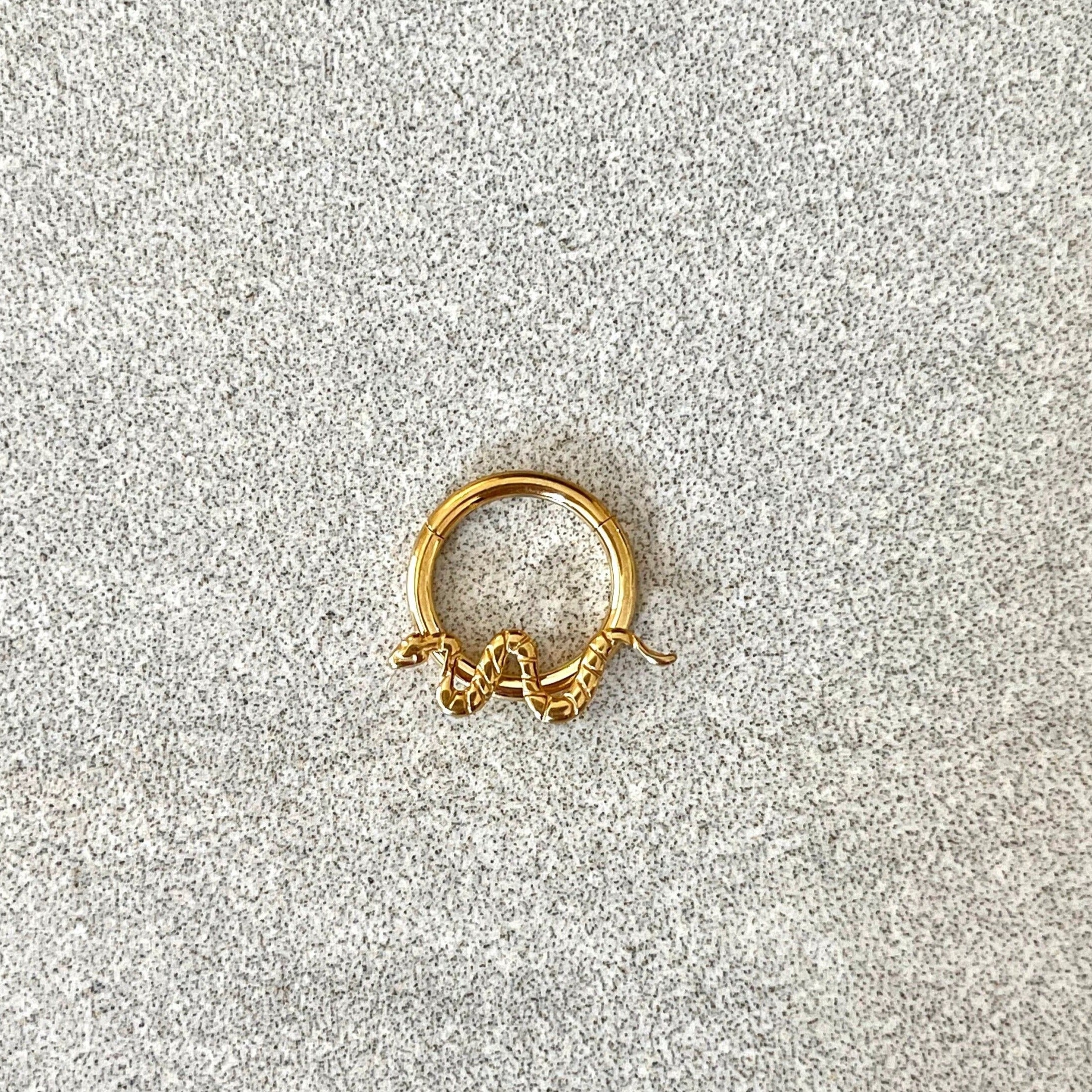 Snake Titanium Daith Earring (16G, 8mm or 10mm, Implant-Grade Titanium)