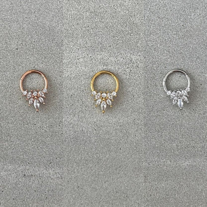 Gold CZ Daith Earring (16G | 8mm or 10mm | Gold, Rose Gold, Or Silver)