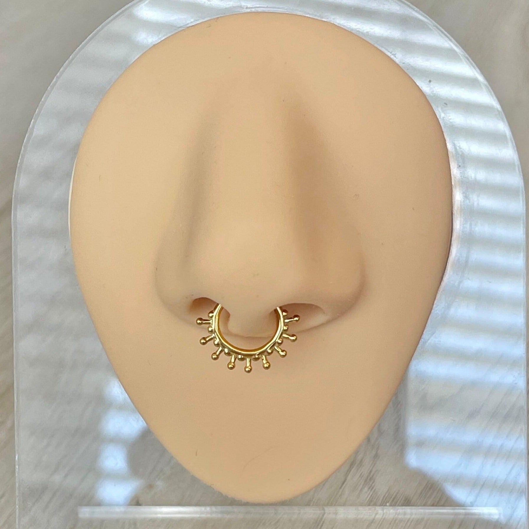 Gold Sunburst Septum Ring (16G | 8mm or 10mm | Surgical Steel | Gold, Silver, or Black)