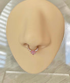Rose Gold & Pink Septum Ring (16G | 8mm or 10mm | Surgical Steel | Silver w/Clear CZs, Gold w/Black CZs, and Rose Gold w/Pink CZs)