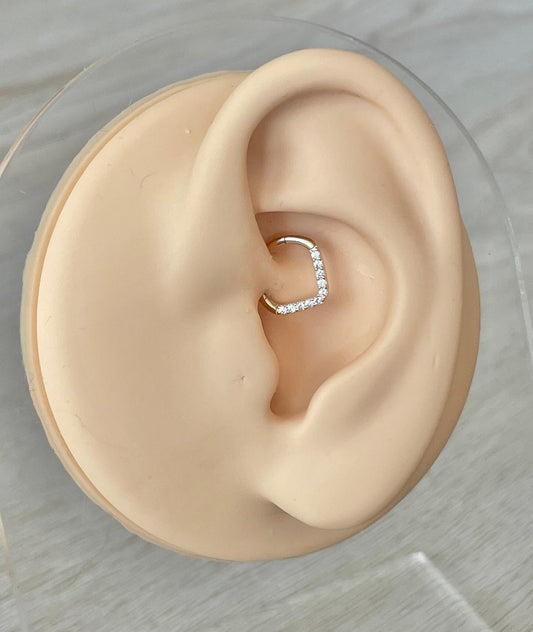 Solid Gold V Daith Earring (16G | 6mm, 8mm, or 10mm | 14k Gold | White or Yellow Gold)