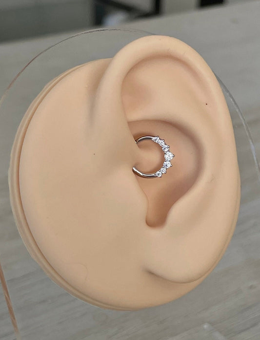 Solid White Gold Daith Earring (16G | 8mm or 10mm | 14k Solid Gold | Yellow or White Gold)