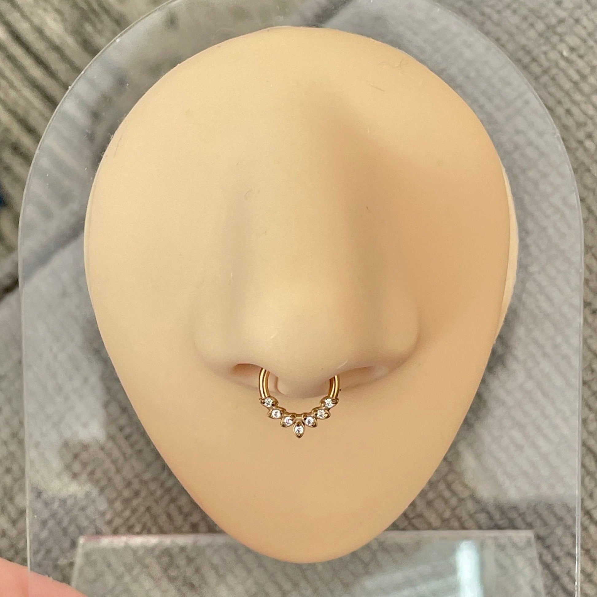 Dainty Gold Septum Piercing (16G, 8mm, Surgical Steel)