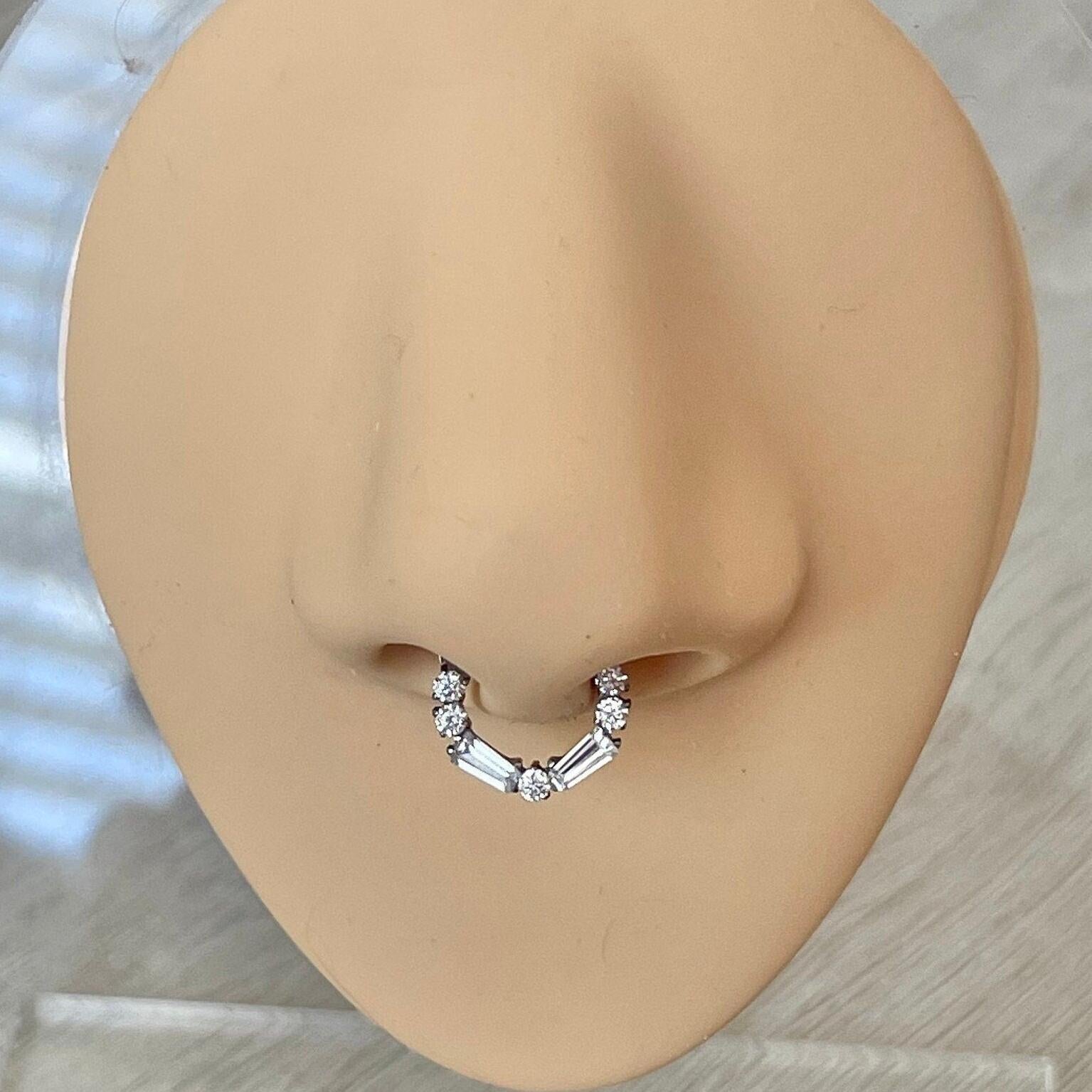 Titanium Silver CZ Septum Piercing (16G | 8mm or 10mm | Titanium | Silver or Gold)