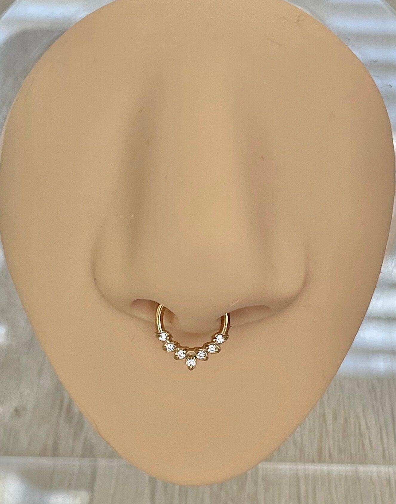 Dainty Gold Septum Piercing (16G, 8mm, Surgical Steel)