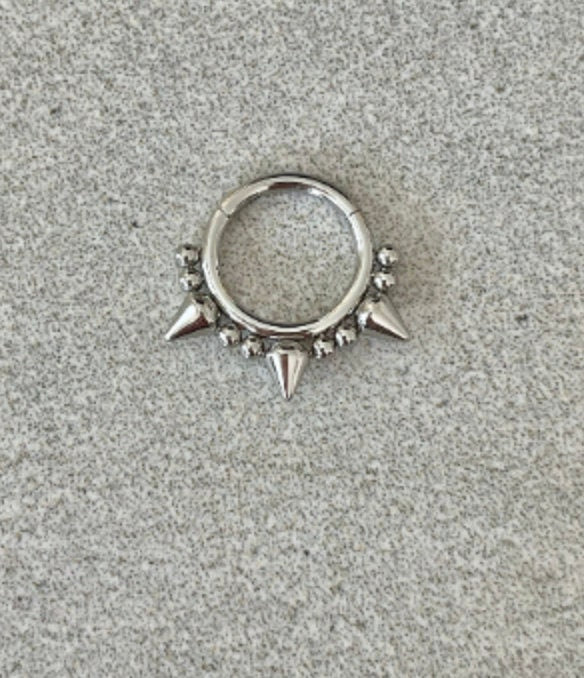 Spiked Gold Septum Piercing (16G | 8mm or 10mm | Surgical Steel | Gold, Black, or Silver)