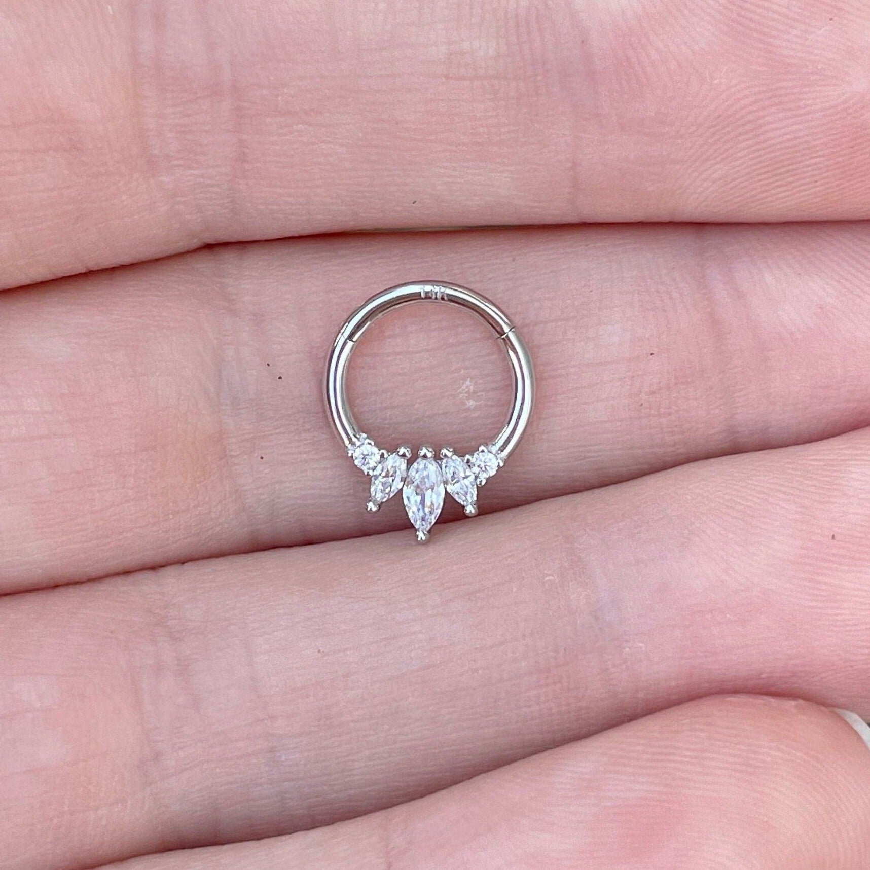 Solid White Gold Septum Piercing (16G | 8mm or 10mm | 14k Solid Gold | White or Yellow Gold)