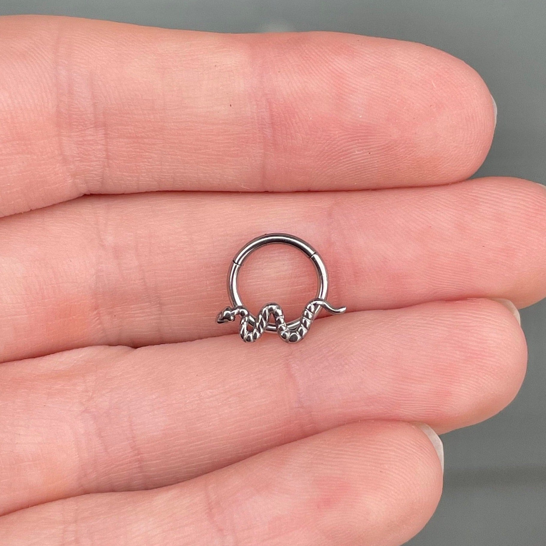 Titanium Snake Septum Piercing (16G, 8mm or 10mm, Implant-Grade Titanium)