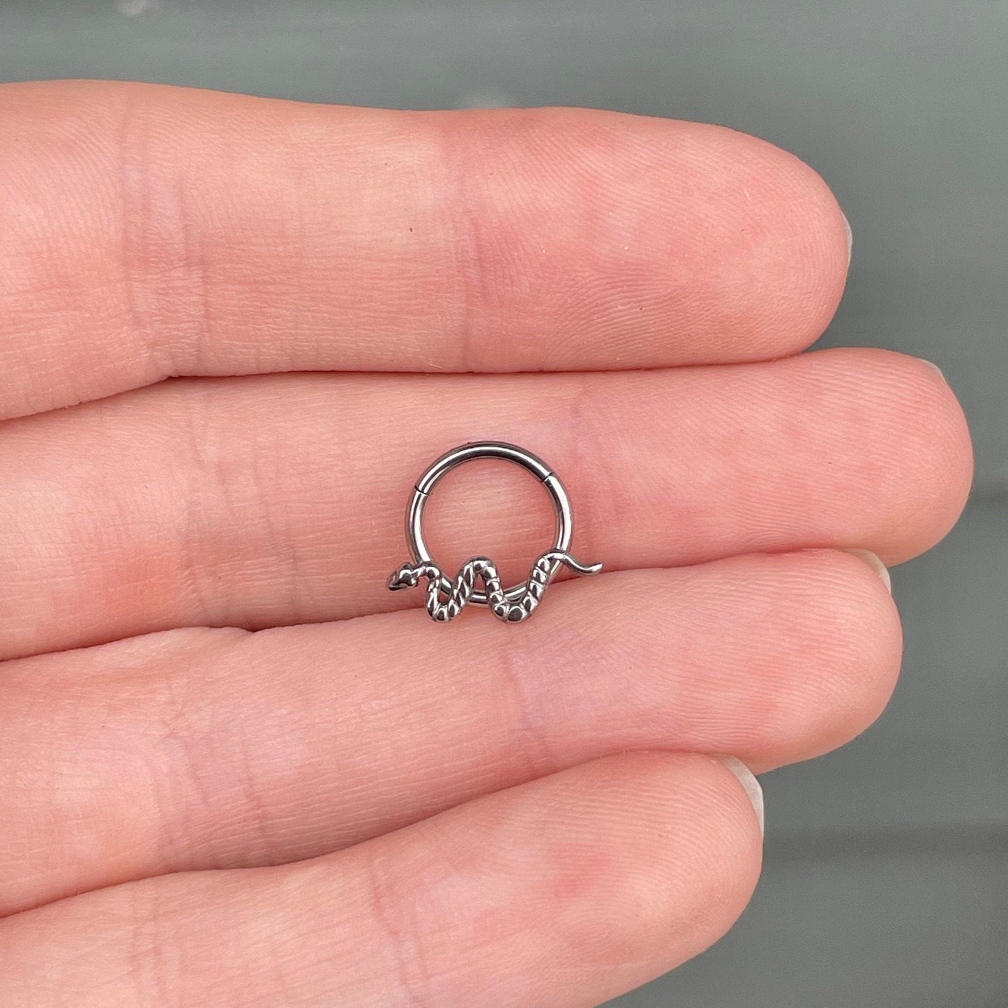 Silver Snake Septum Jewelry (16G, 8mm or 10mm, Implant-Grade Titanium)