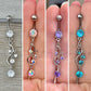 Silver Pink Crystal Belly Button Ring (14G | 10mm | Surgical Steel | Multiple Metal Colors & CZ Color Options)