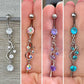 Rose Gold Dangly Belly Button Piercing (14G | 10mm | Surgical Steel | Multiple metal colors & CZ colors)