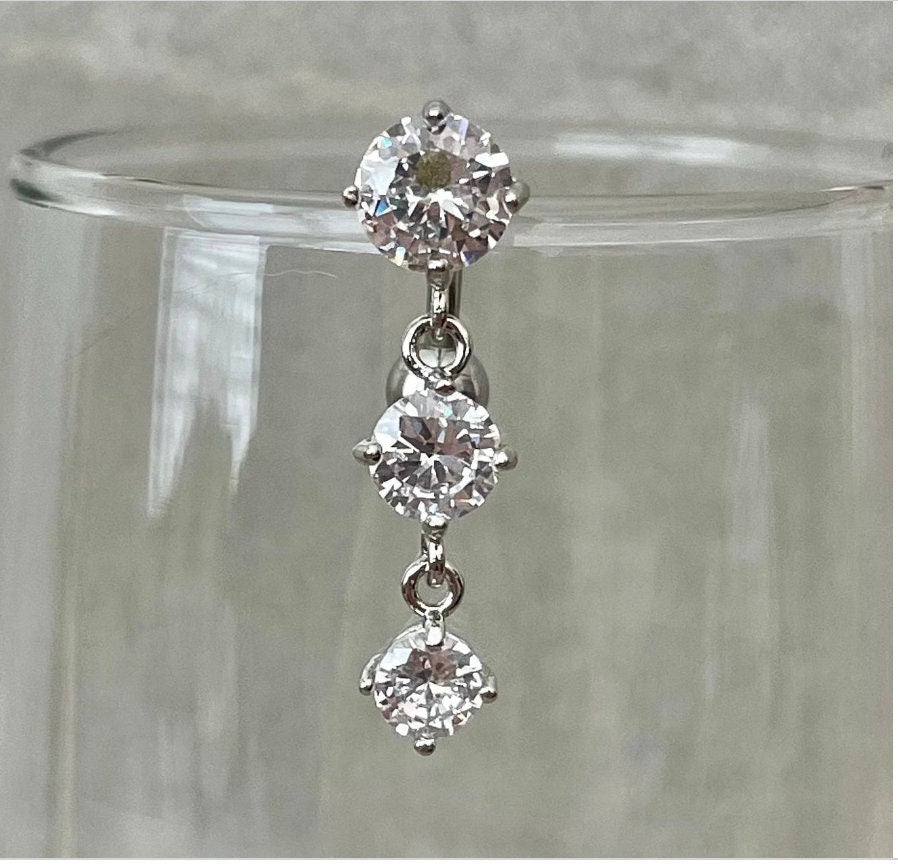 Gold Top Down Belly Button Piercing (14G | 10mm | Surgical Steel | Gold, Rose Gold, or Silver)