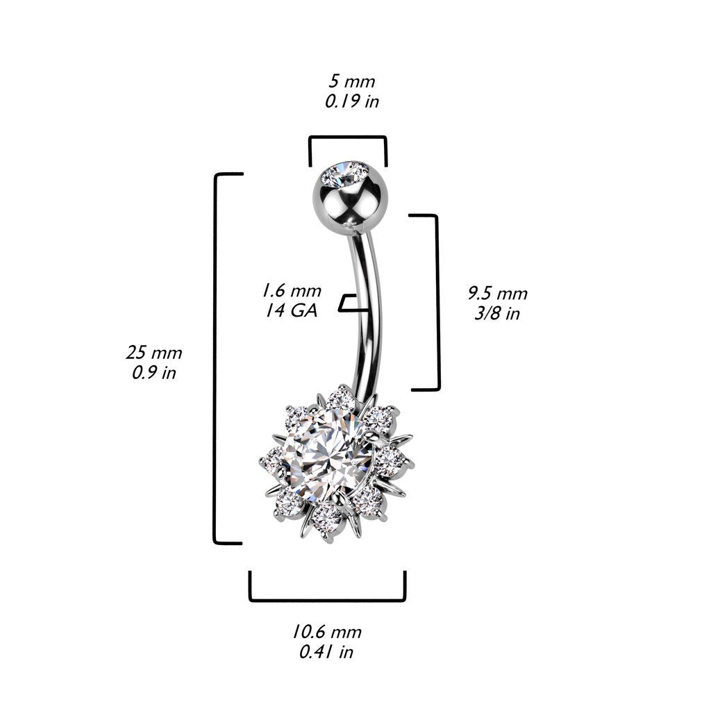 Gold Flower Belly Button Piercing (14G | 9.5mm | Surgical Steel | Silver, Rose Gold, or Gold)