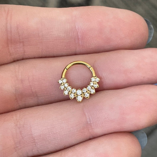 Gold CZ Septum Piercing (16G | 8mm or 10mm | Surgical Steel | Gold or Silver, Different CZ Options)